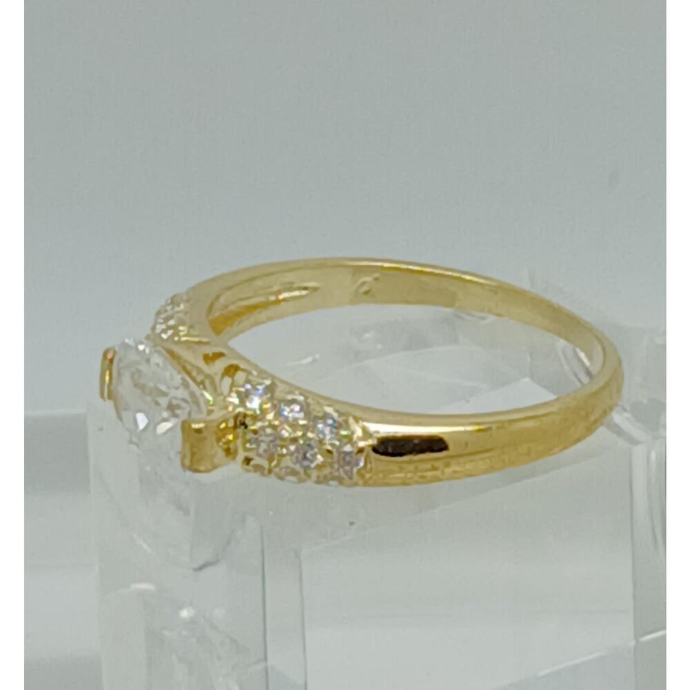 Vintage Gold Plated CZ Simulated Diamond Engagement Wedding Cocktail Ring Size 7 - Picture 8 of 10